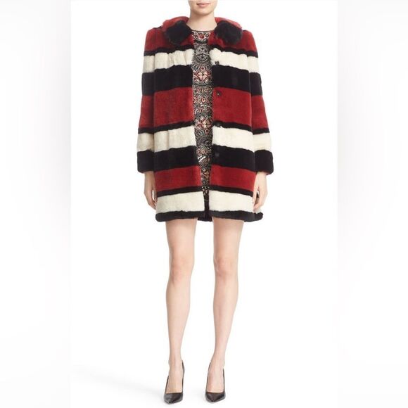 Alice + Olivia Kinsley Oversized Stripe Faux Fur Coat - Picture 2 of 13